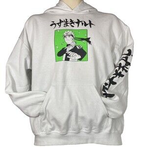 VTG Naruto Shippuden-Mens Med-Uzumaki Sasuke-Shonen Jump-White-2002-Anime Hoodie
